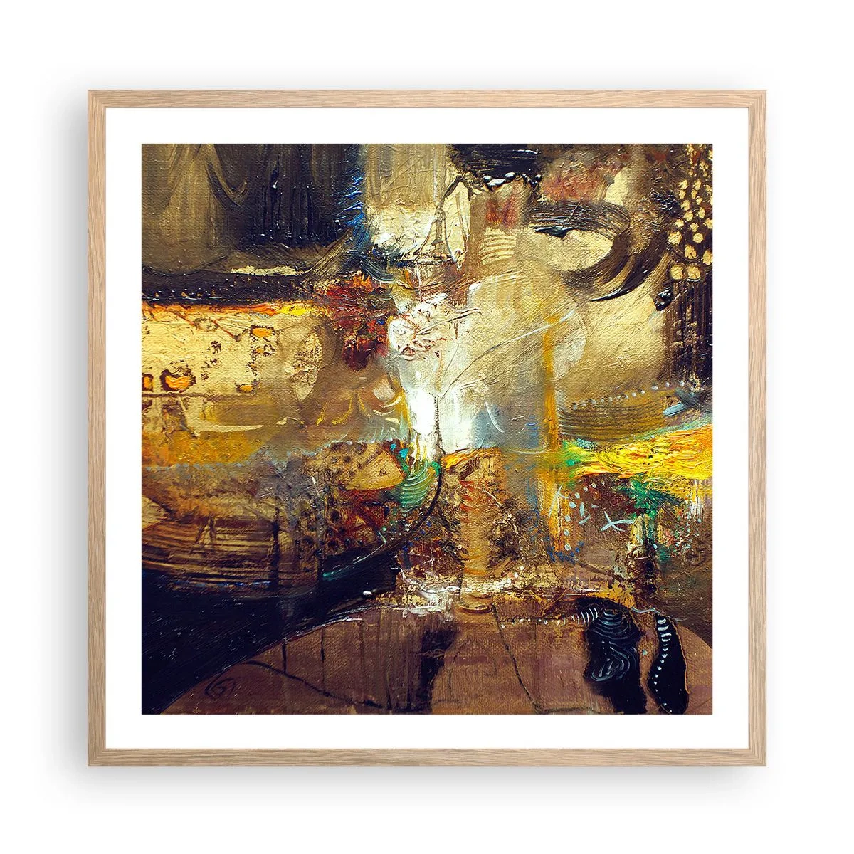 Poster în ramă de stejar deschis - Rece, călduț, fierbinte - 60x60 cm