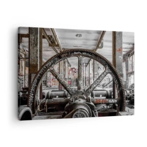 Tablou pe pânză Canvas - Un mecanism vechi într-un interior industrial abandonat - 70x50cm - Viața secretă a unei fabrici - Decorațiune modernă pentru perete pentru living și dormitor ARTTOR