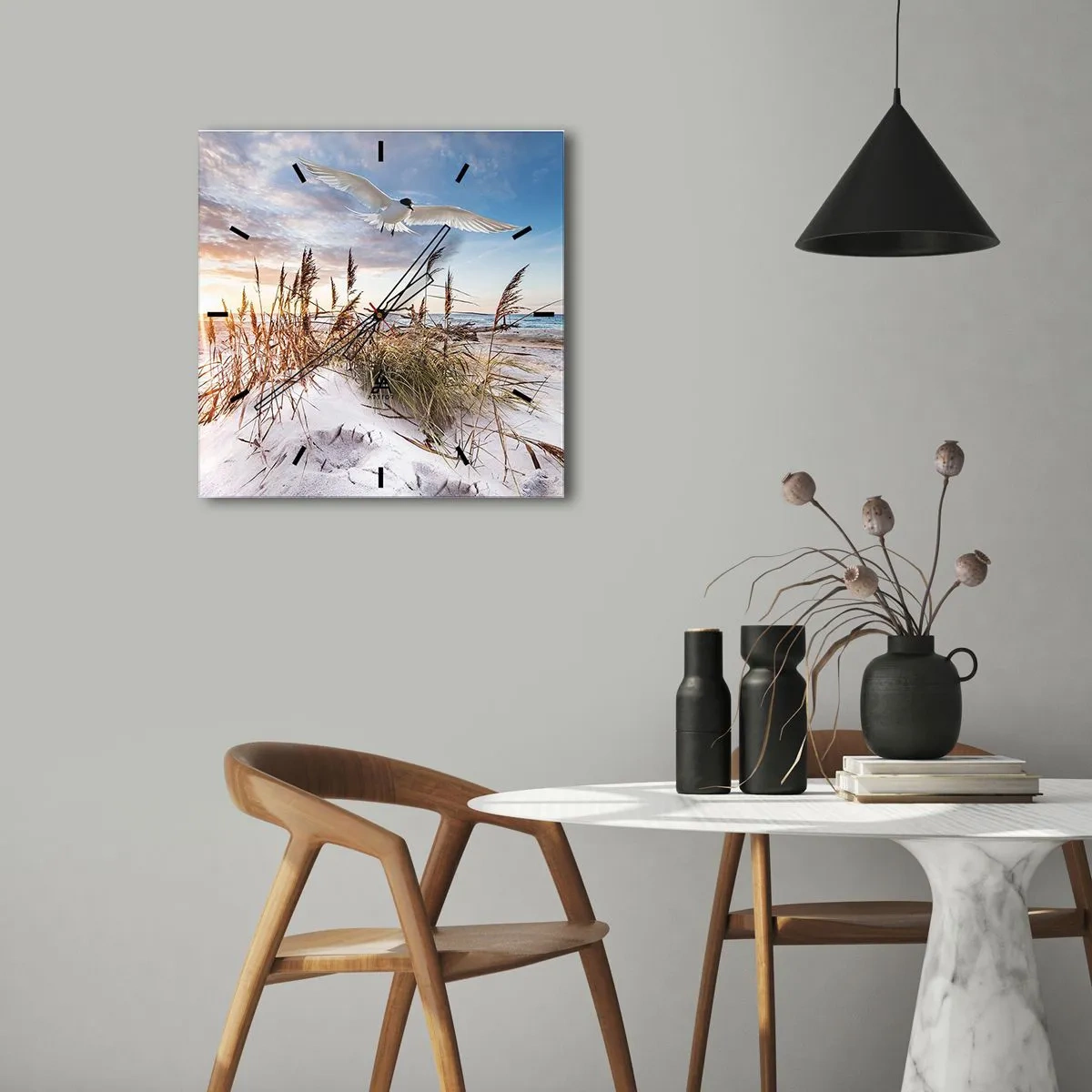 Ceas de perete - Ceas pe sticlă - Vânt dinspre mare - 40x40 cm