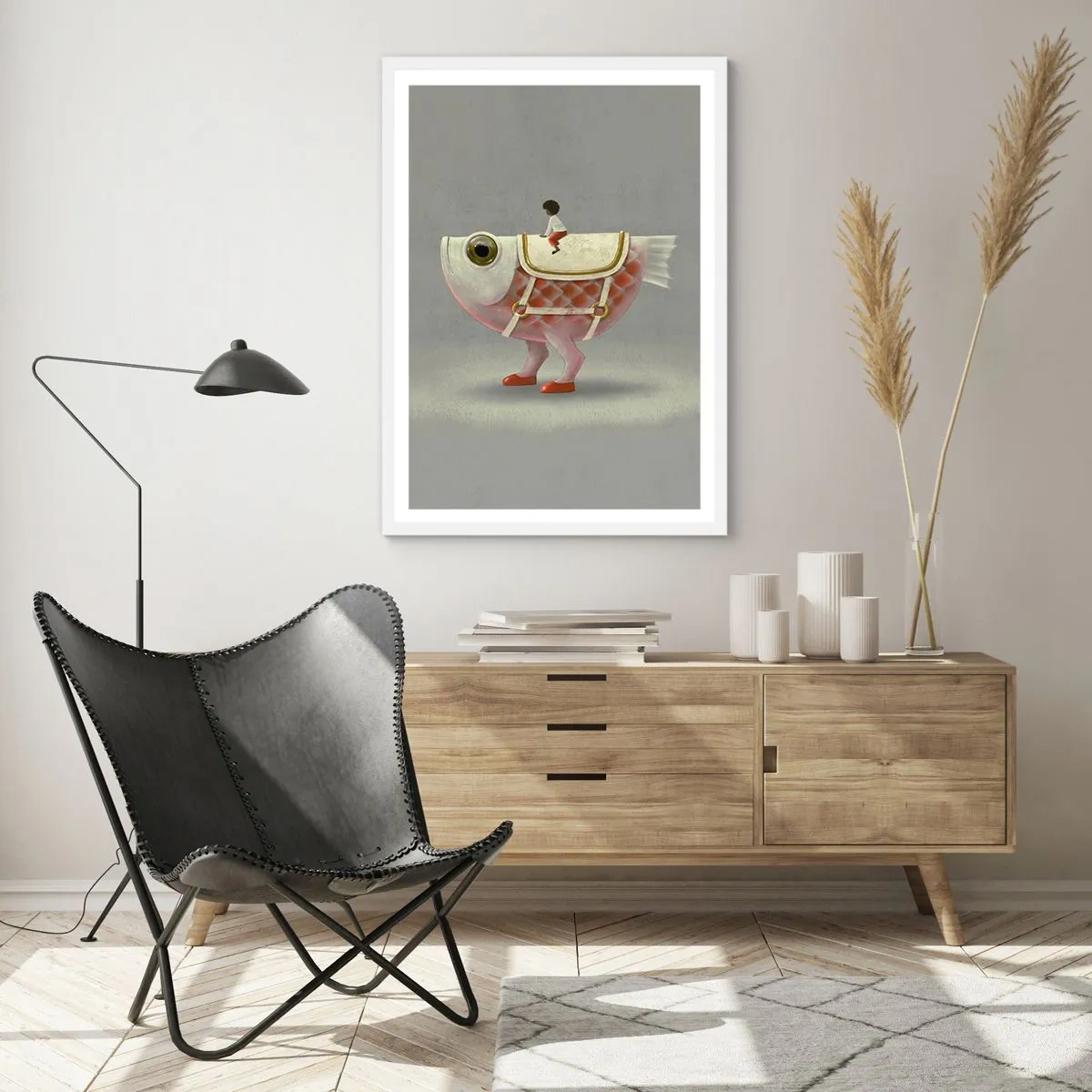 Poster în ramă albă - Călărețul Pescărel - 40x50 cm