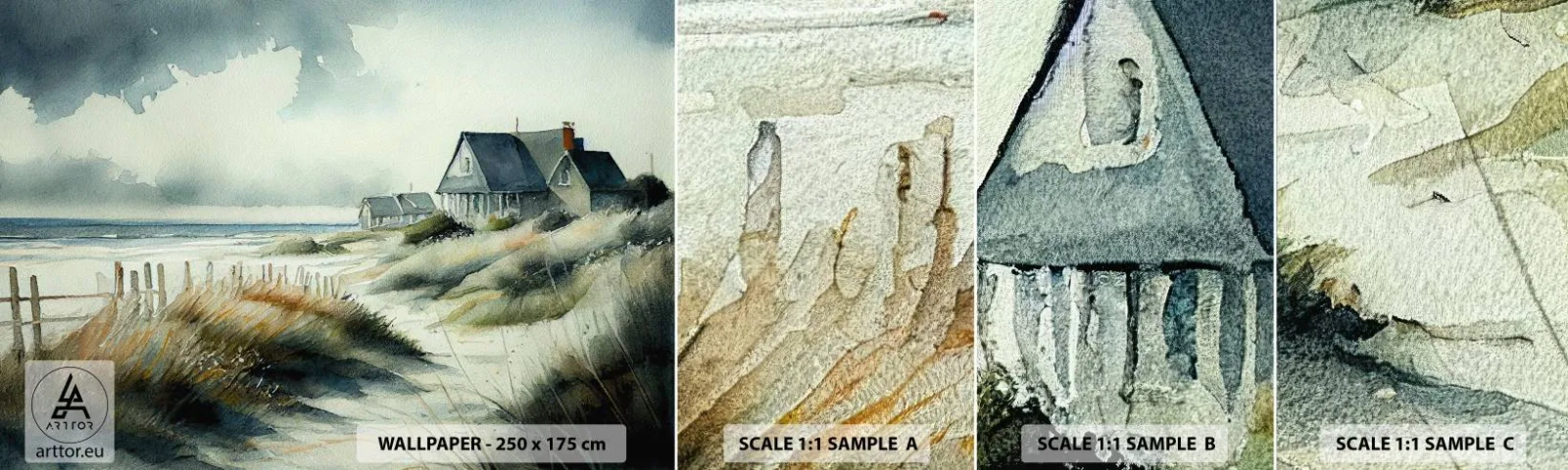 Mostră de Tapet Standard Eco - Departe de agitație - Casa, plajă, Mare - 100x30 cm