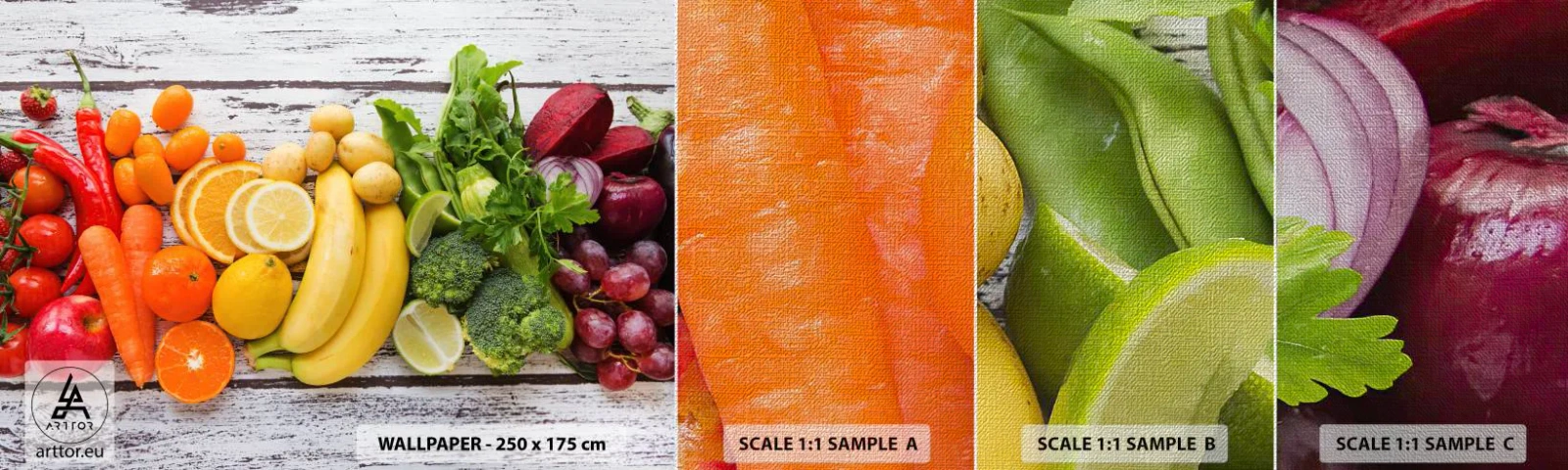 Mostră tapet Premium Canvas - Nu este de ajuns? - Gastronomie, Fructe, Legume - 100x30 cm