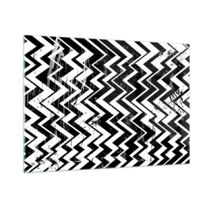 Tablou pe sticlă - Zig-alb, zag-negru - 100x70 cm