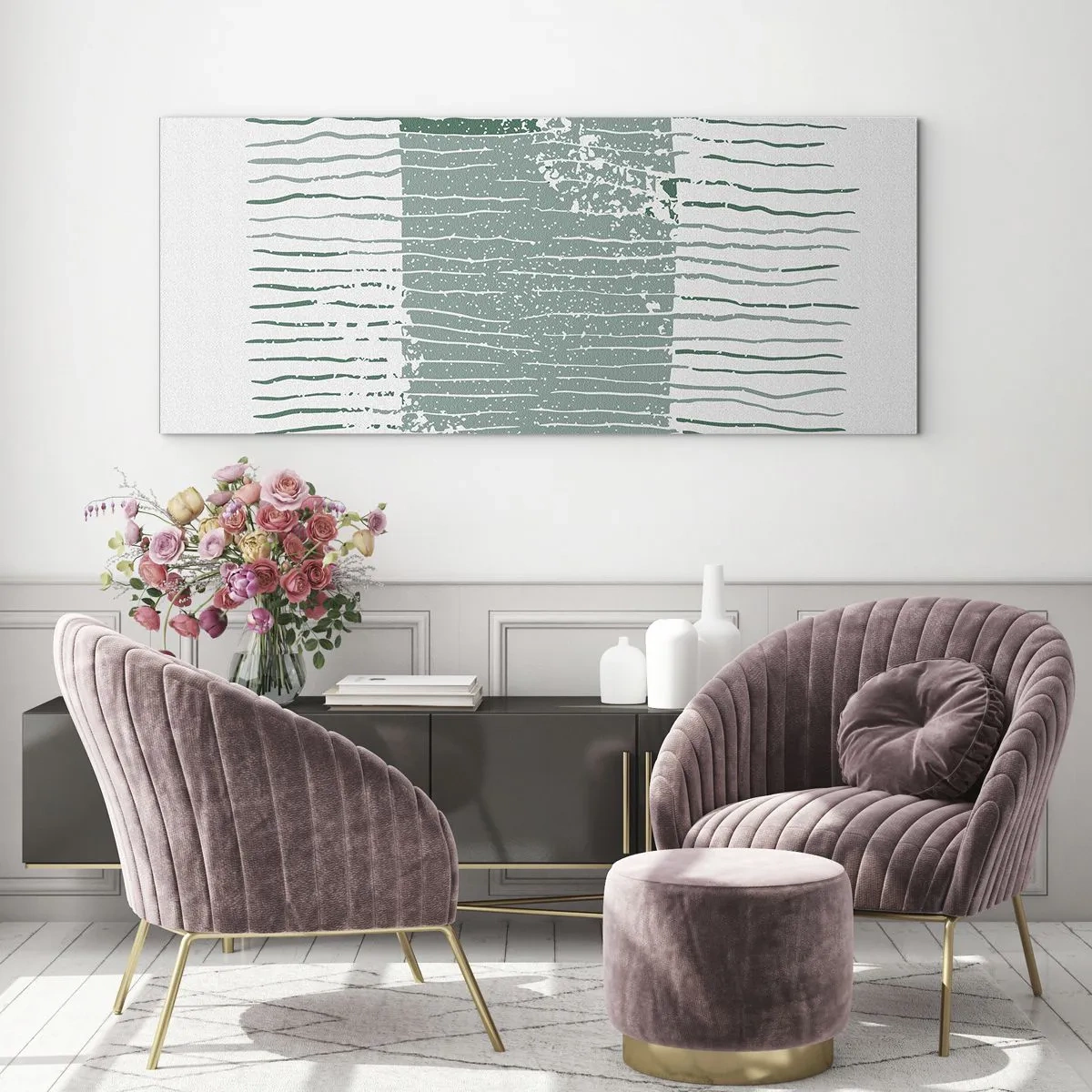 Tablou pe sticlă - Abstracție marină - 100x40 cm