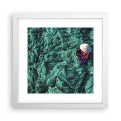 Poster în ramă albă - Într-o mare de rețea - 30x30 cm