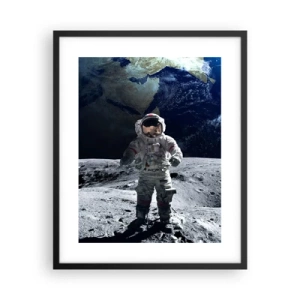 Poster în ramă neagră - Salutări de pe Lună - 40x50 cm