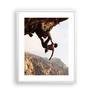 Poster în ramă albă - Lumea s-a micșorat într-un pumn pe un afloriment de bolovani - 40x50 cm