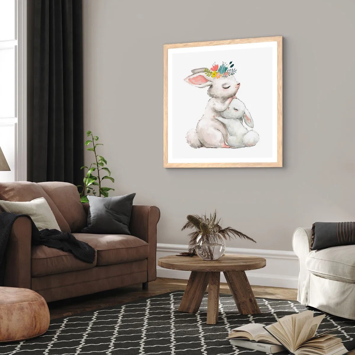 Poster în ramă de stejar deschis - Ca la mama - 60x60 cm