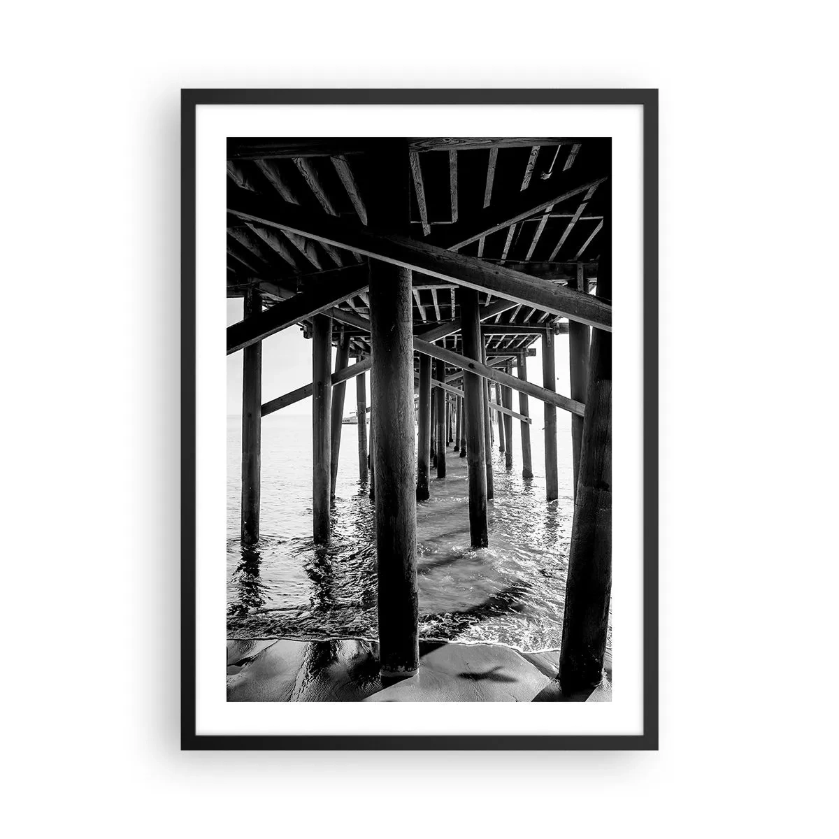 Poster în ramă neagră - Ascunzătoare pe plajă - 50x70cm - Loc de ascuns pe plajă - Decorațiune modernă pentru perete pentru living și dormitor ARTTOR