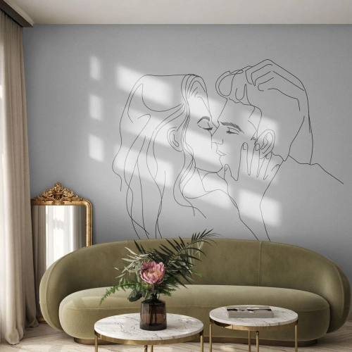 Tapet Premium Sand - Cu aceeași linie - Grafică, Cuplu îndrăgostit, Pup - 100x70 cm