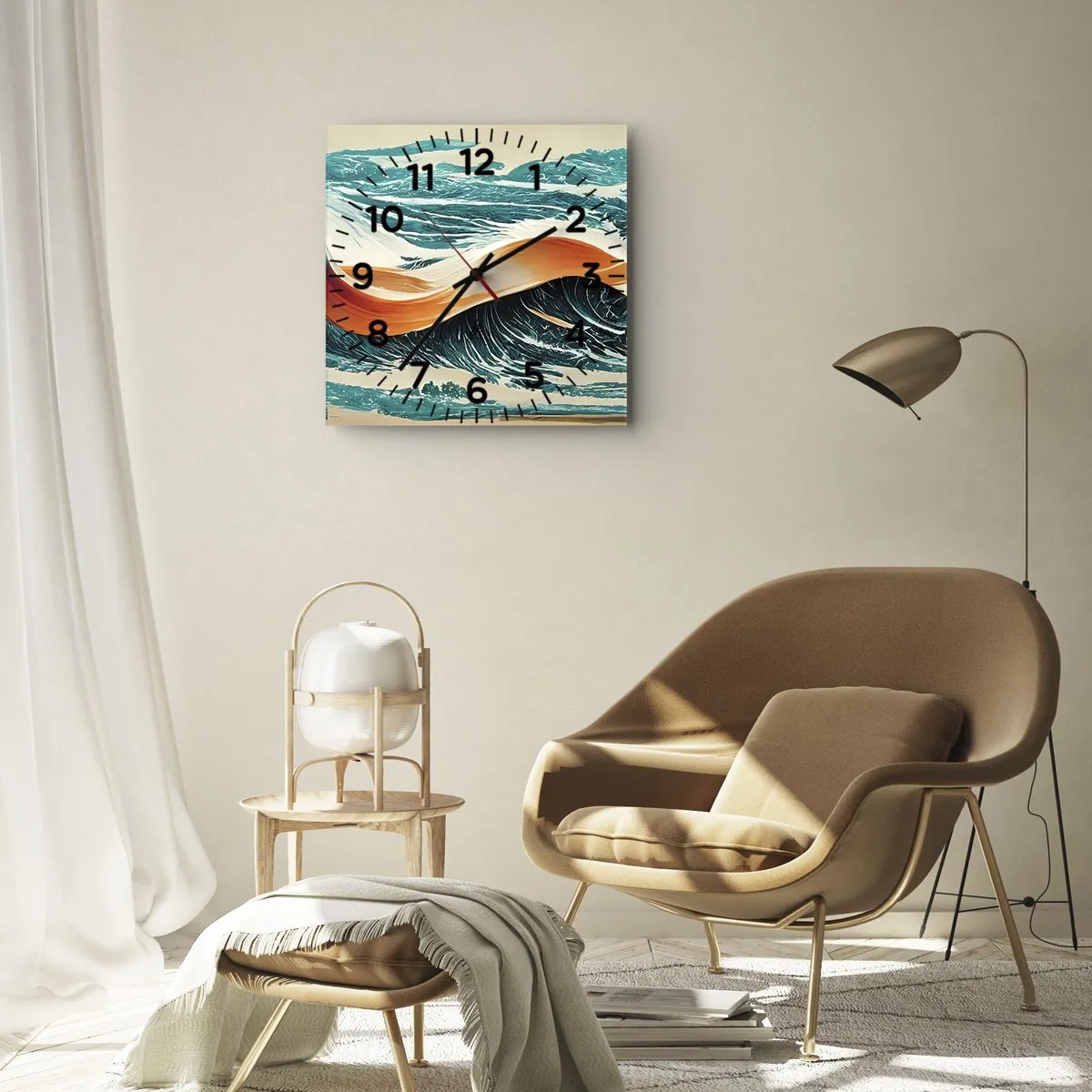 Ceas de perete - Ceas pe sticlă - Visul unui surfer - 40x40 cm