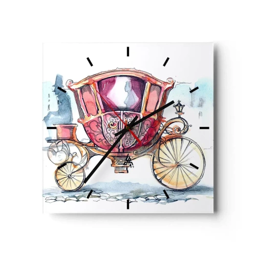 Ceas de perete - Ceas pe sticlă - Pentru nuntă sau pentru bal? - 30x30 cm