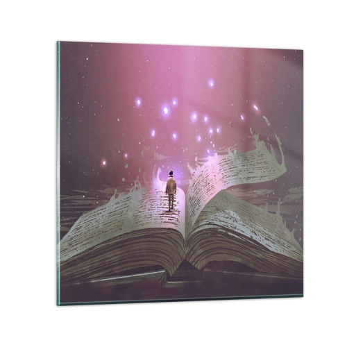 Tablou pe sticlă - O invitație către o altă lume - citiți! - 30x30 cm