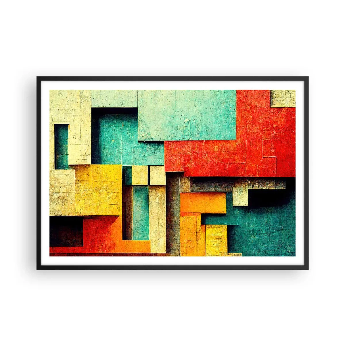 Poster în ramă neagră - Festival de unghiuri drepte - 100x70 cm