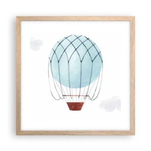 Poster în ramă de stejar deschis - Complet în nori - 40x40 cm
