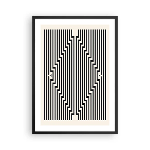 Poster în ramă neagră - Linii albe și negre care creează o iluzie optică - 50x70cm - Iluzie geometrică - Decorațiune modernă pentru perete pentru living și dormitor ARTTOR