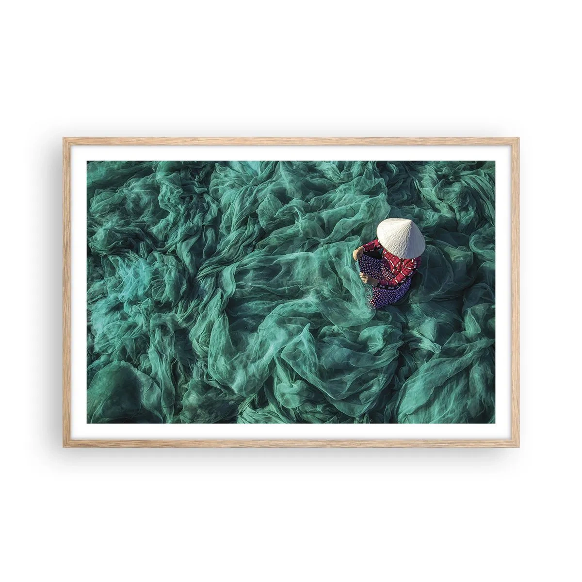 Poster în ramă de stejar deschis - Într-o mare de rețea - 91x61 cm