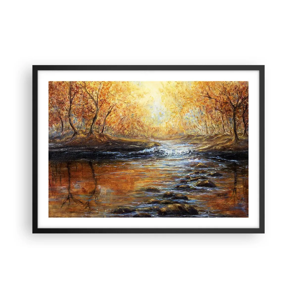 Poster în ramă neagră - Pârâul de aur - 70x50 cm