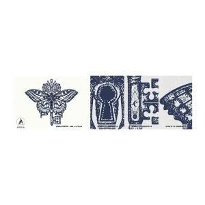 Mostră tapet Premium Canvas - Toate secretele inimii - Abstracția, Fluture, Cheie - 100x30 cm