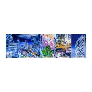 Mostră tapet Premium Canvas - Ritmurile orașului de noapte - Oraș, Bangkok, Arhitectură - 100x30 cm