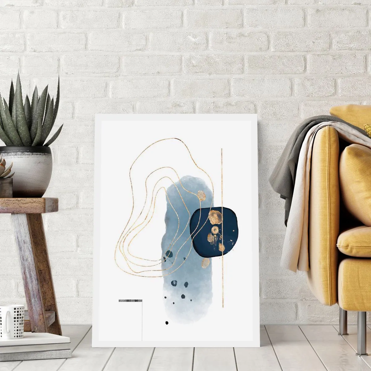 Poster - Fantezie albastru-auriu - 50x70 cm