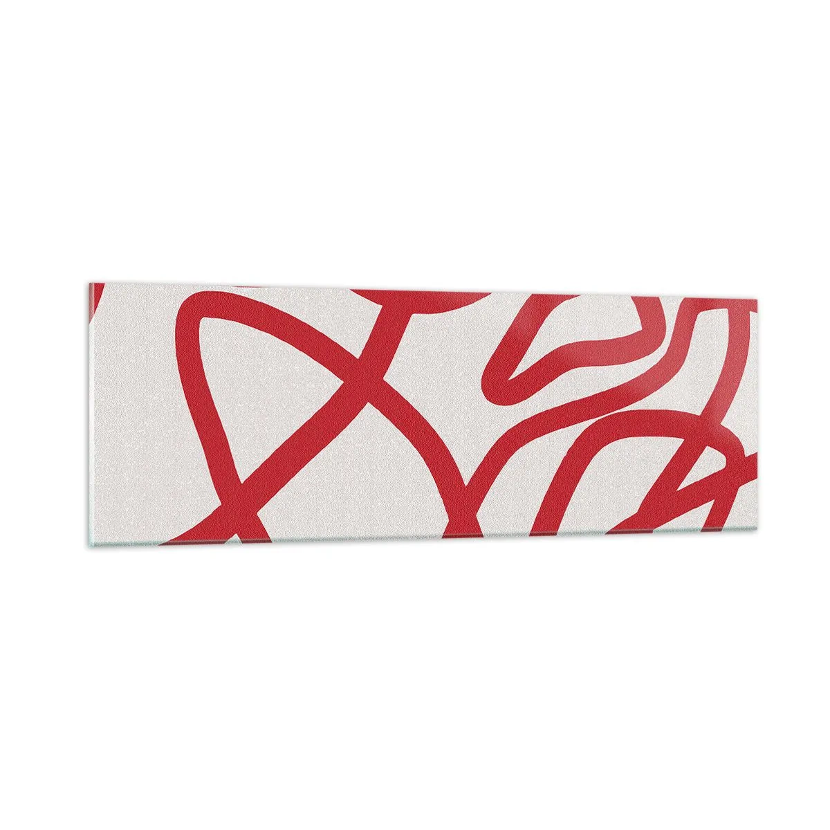 Tablou pe sticlă - Roșu pe alb - 90x30 cm