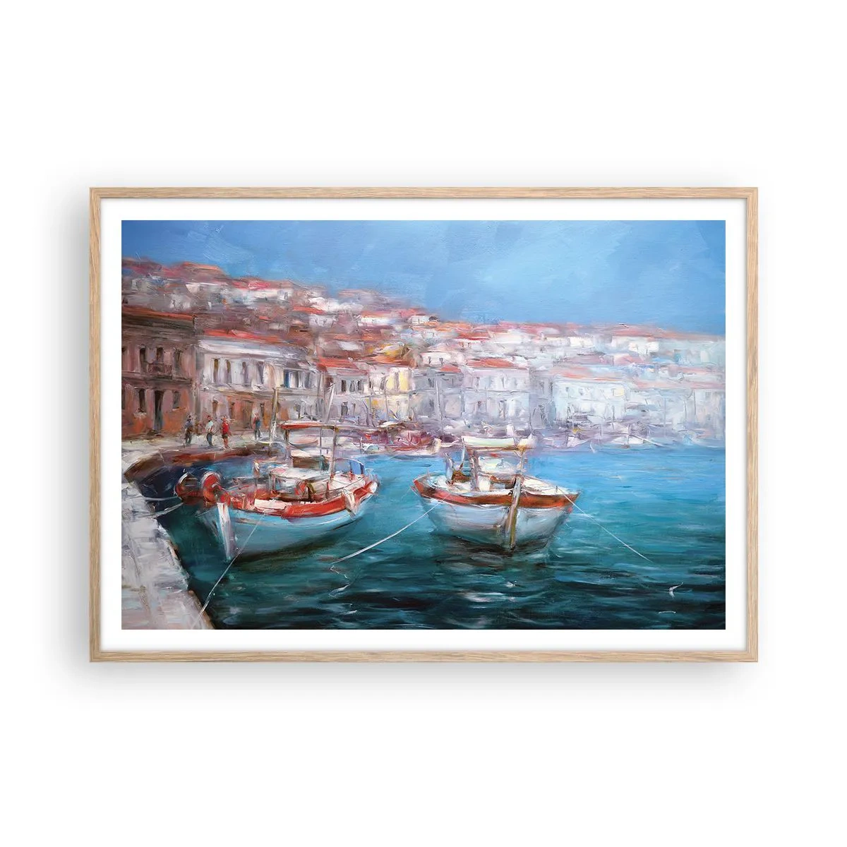 Poster în ramă de stejar deschis - Golful italian - 100x70 cm