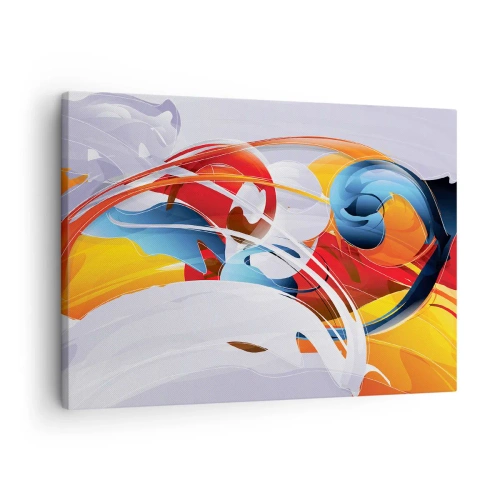 Tablou pe pânză Canvas - Abstracție colorată cu linii dinamice și culori vii - 70x50cm - Dansul elementelor - Decorațiune modernă pentru perete pentru living și dormitor ARTTOR