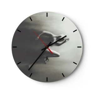 Ceas de perete - Ceas pe sticlă - Figură alb-negru a unei femei într-o rochie lungă în umbră - 30x30cm - De neoprit - Decorațiune modernă pentru perete pentru living, bucătărie și dormitor ARTTOR