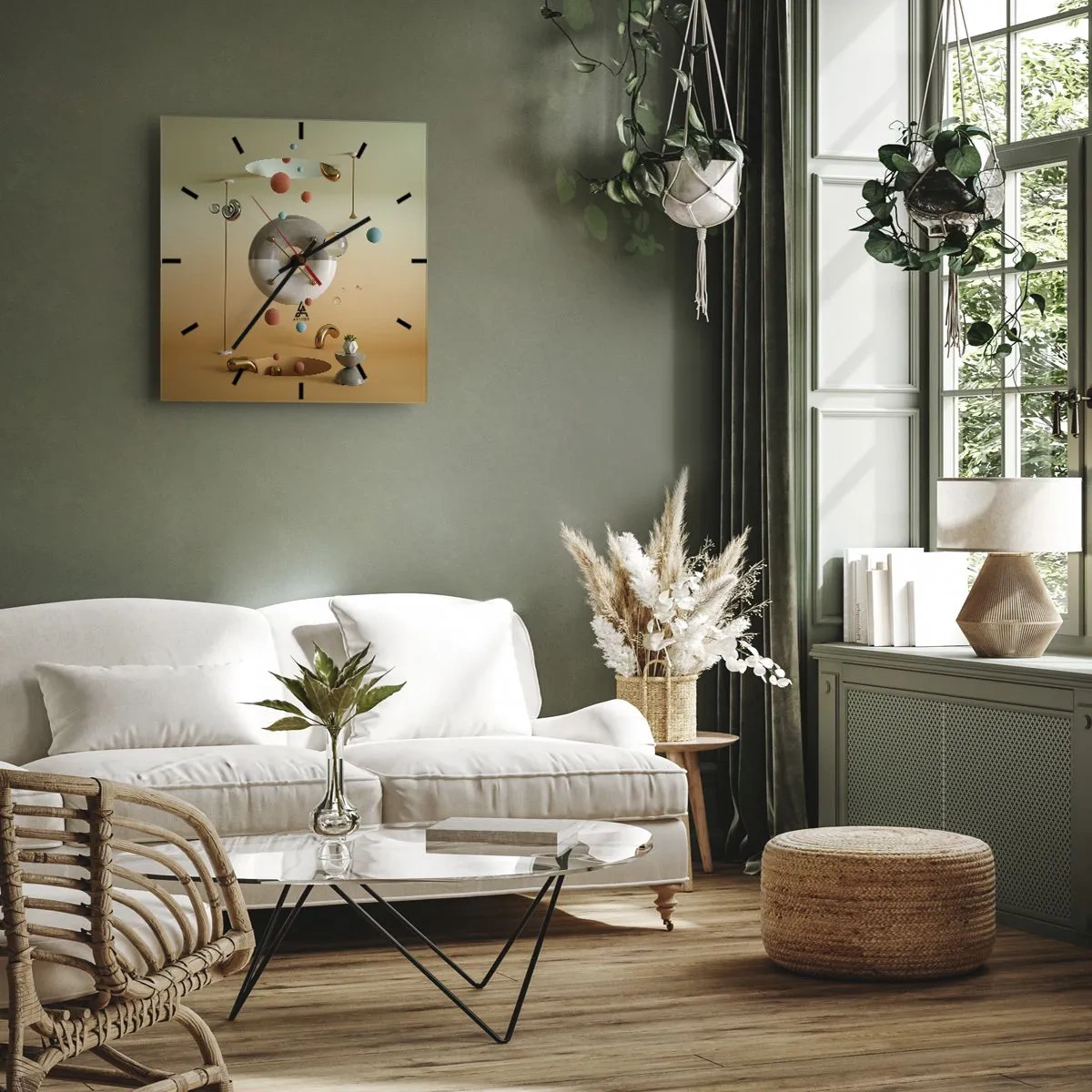 Ceas de perete - Ceas pe sticlă - Orice se poate întâmpla - 30x30 cm