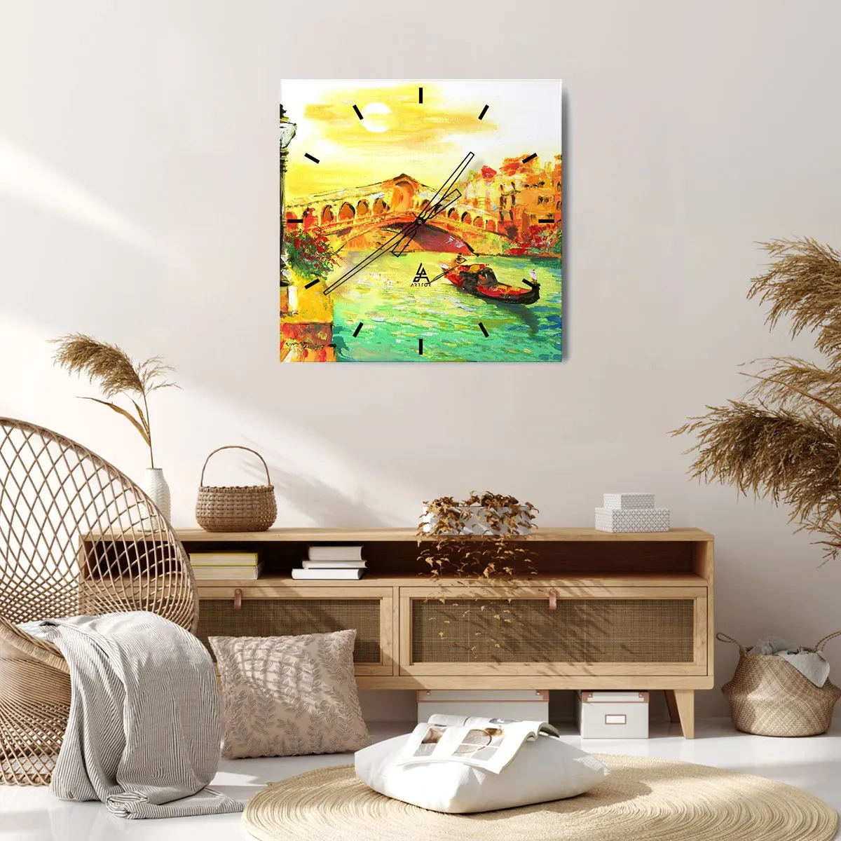 Ceas de perete - Ceas pe sticlă - Pelerinaj de îndrăgostiți - 30x30 cm