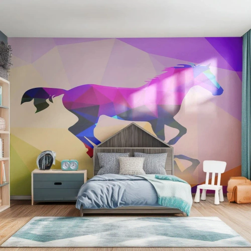 Tapet Autoadeziv Deluxe Sticker - Cubismul mai trăiește - Animale, Cal, Figura geometrică - 450x315 cm