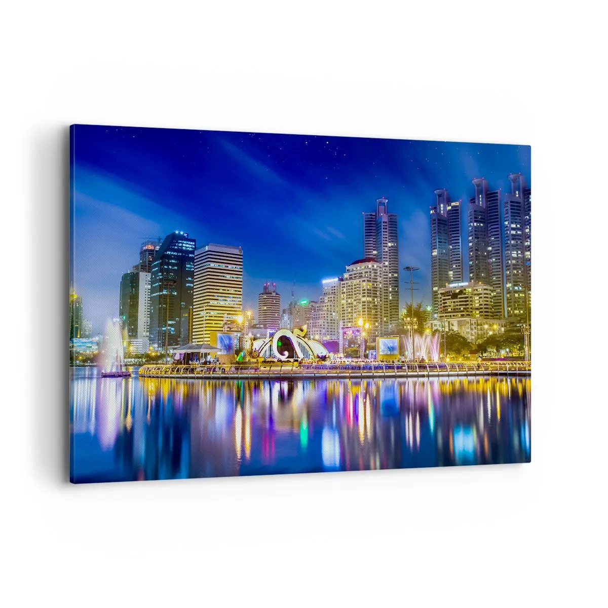 Tablou pe pânză - Noaptea de curcubeu a metropolei - 100x70 cm