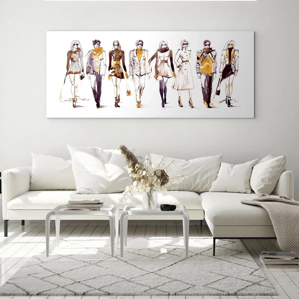 Tablou pe sticlă - Chic discret, eleganță casuală - 90x30 cm