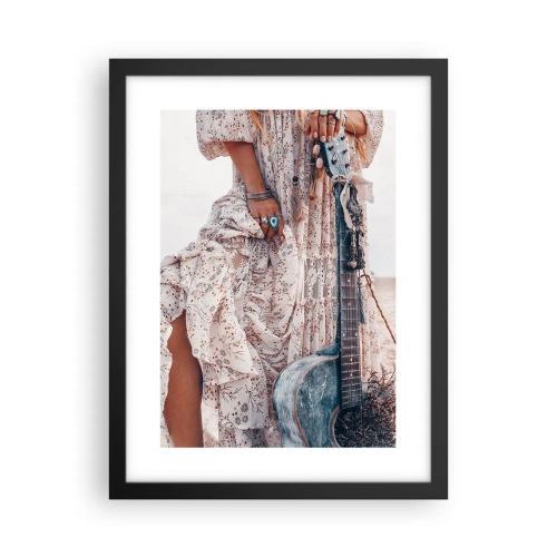 Poster în ramă neagră - Hippie pe drum - 30x40 cm