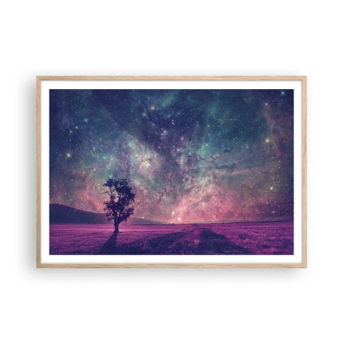 Poster în ramă de stejar deschis - Sub un cer magic - 100x70 cm