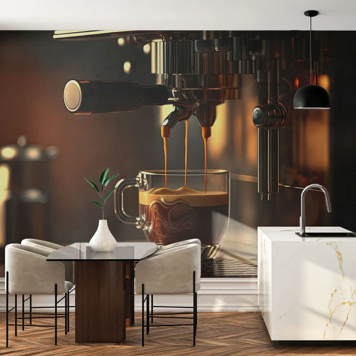 Tapet Standard Eco - Băutură senzuală - Cafea, Automat de cafea, Gastronomie - 350x256 cm