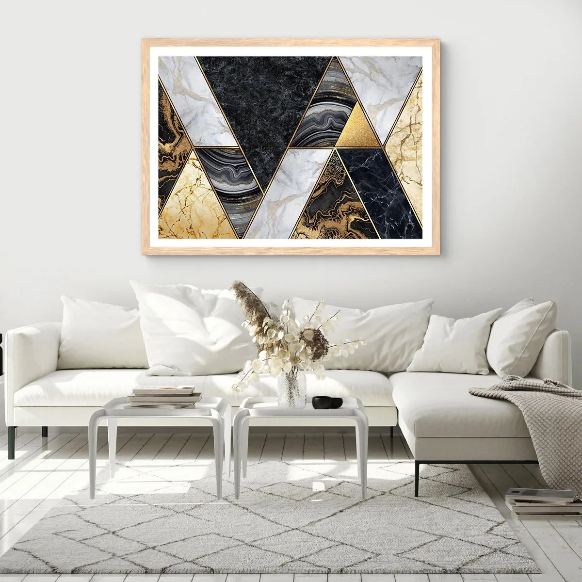 Poster în ramă de stejar deschis - Piatră cu piatră - 100x70 cm