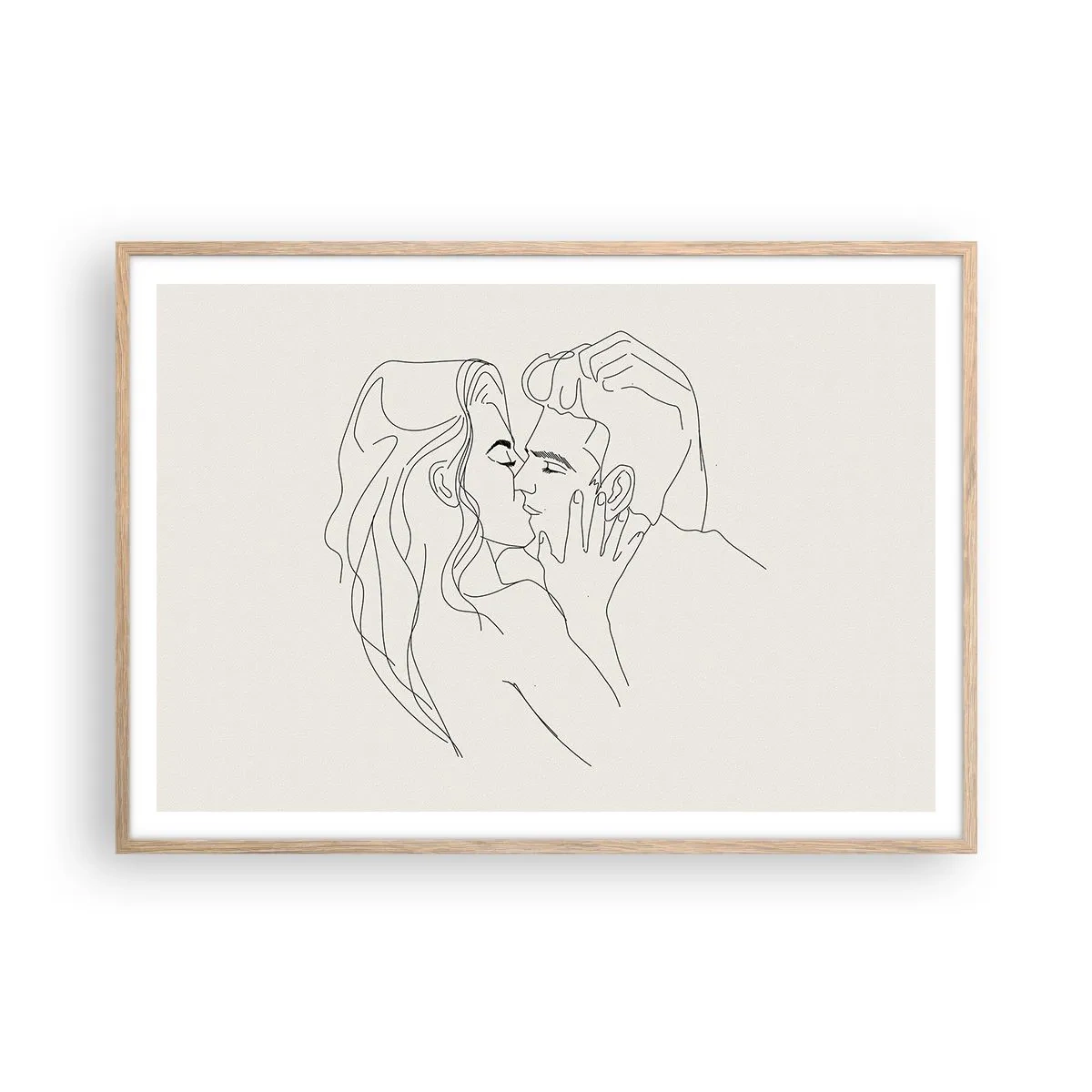 Poster în ramă de stejar deschis - Încurcați în sentimente - 100x70 cm