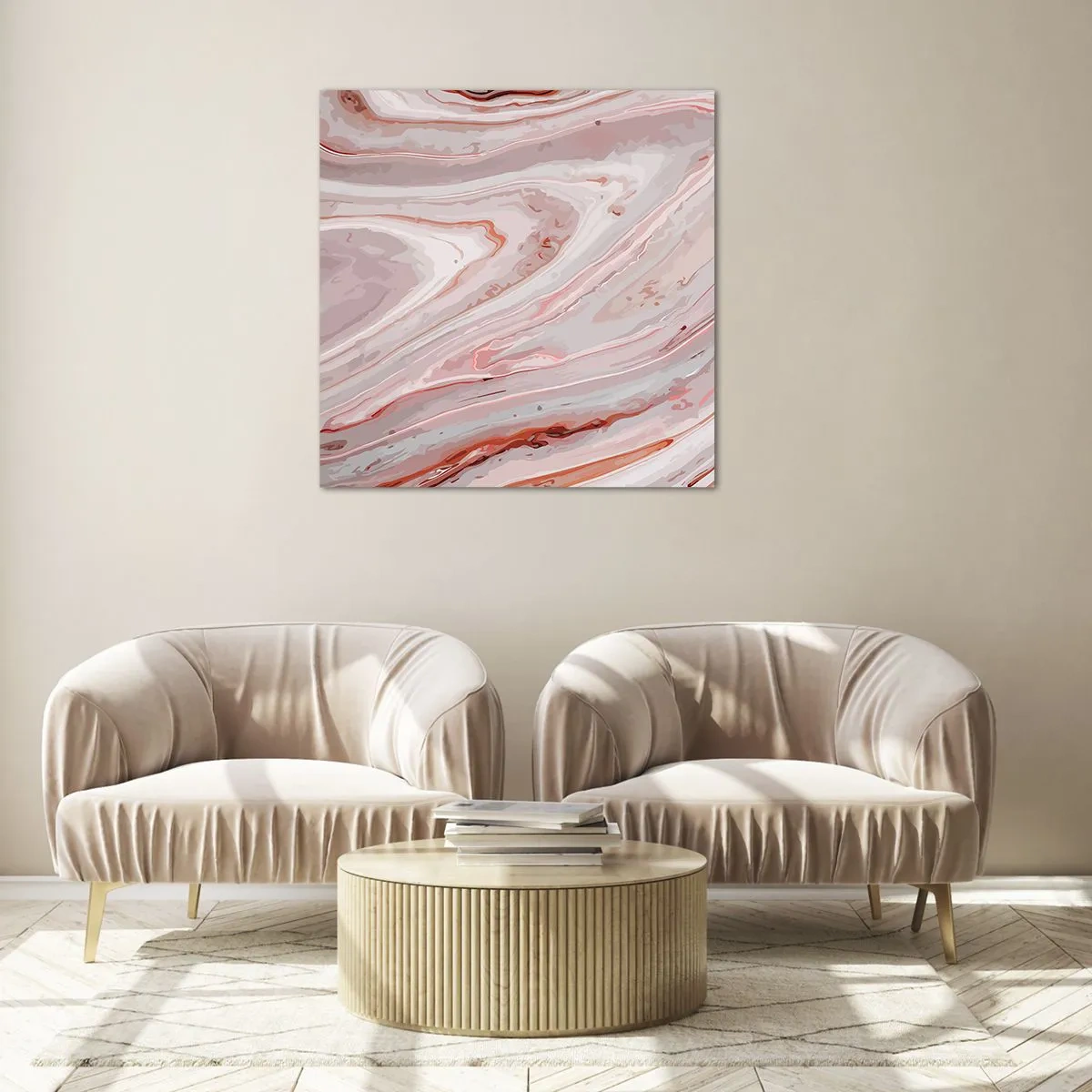 Tablou pe sticlă - Roz lichid - 70x70 cm