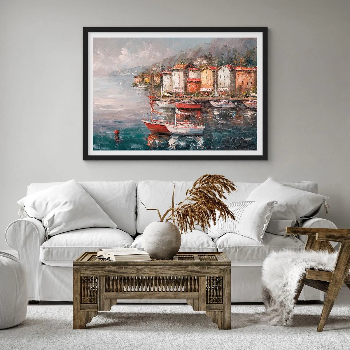 Poster în ramă neagră - Portul romantic - 91x61 cm