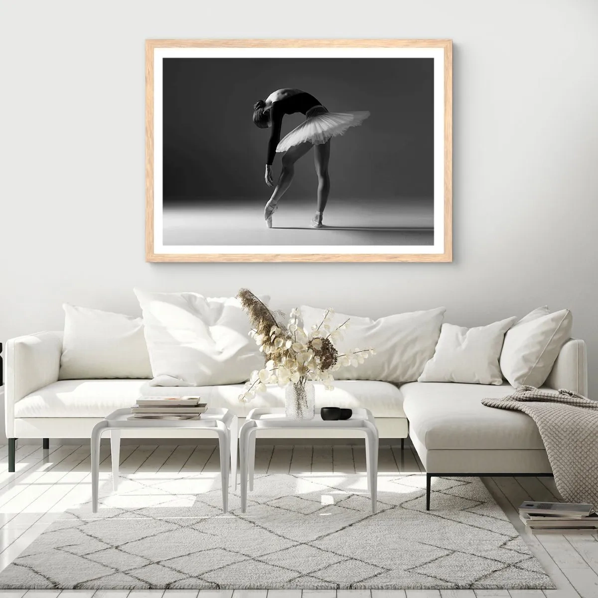 Poster în ramă de stejar deschis - Bella balerina - 70x50 cm