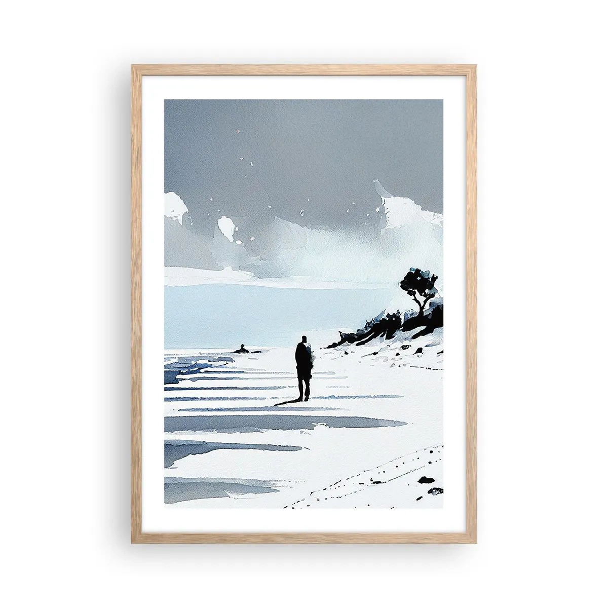 Poster în ramă de stejar deschis - Singuratic - 50x70 cm