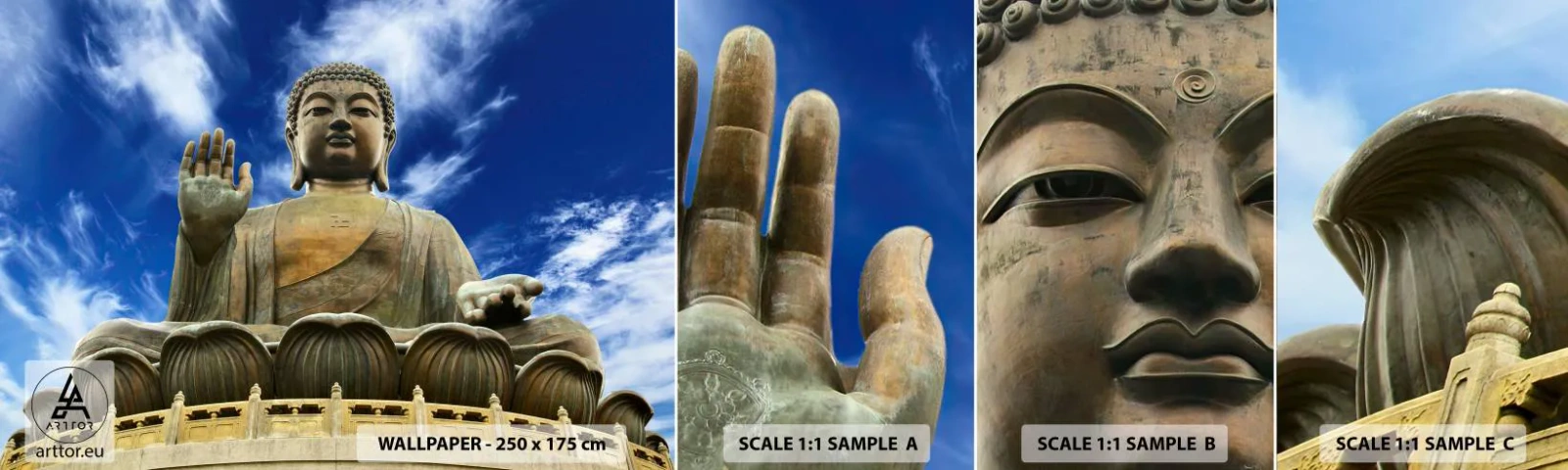 Mostră de Tapet Standard Eco - Trăiește fără teamă - Buddha, Religie, Asia - 100x30 cm