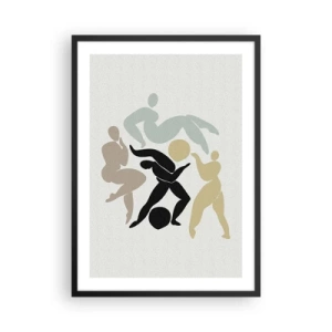 Poster în ramă neagră - Siluete abstracte ale unor figuri în mișcare dinamică - 50x70cm - Mișcarea pentru sănătate și frumusețe - Decorațiune modernă pentru perete pentru living și dormitor ARTTOR