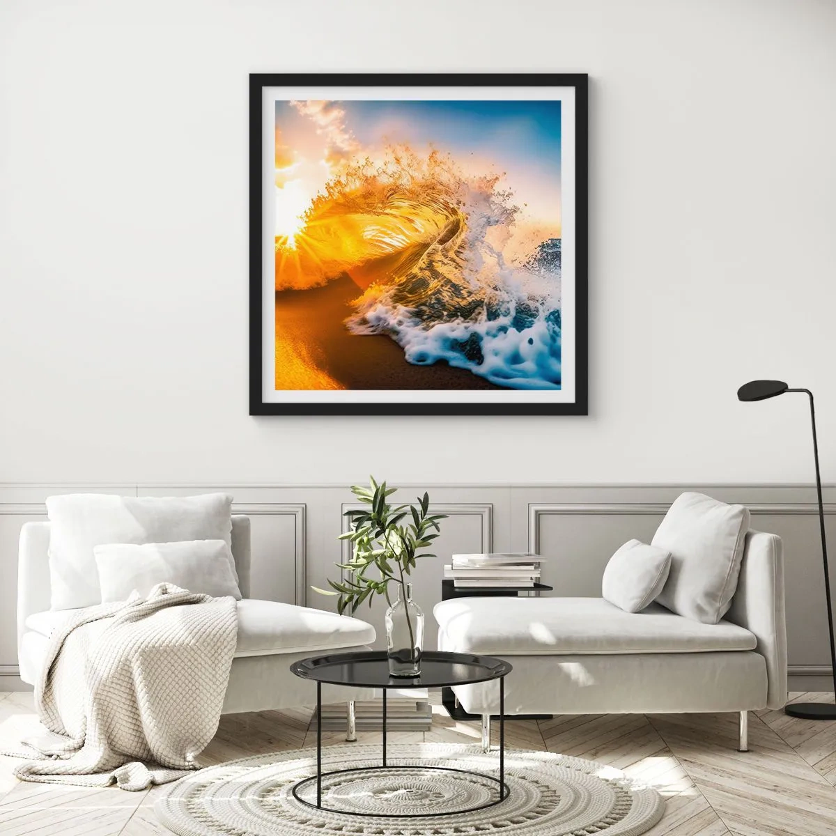 Poster în ramă neagră - Joc în nisip - 30x30 cm