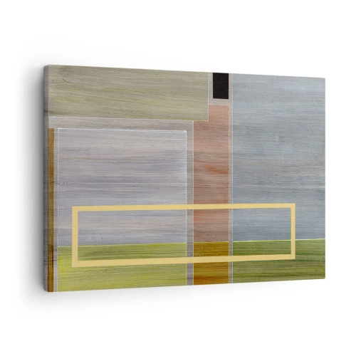 Tablou pe pânză Canvas - Compoziție geometrică în culori pastelate cu dreptunghiuri - 70x50cm - Drept și liniștit - Decorațiune modernă pentru perete pentru living și dormitor ARTTOR