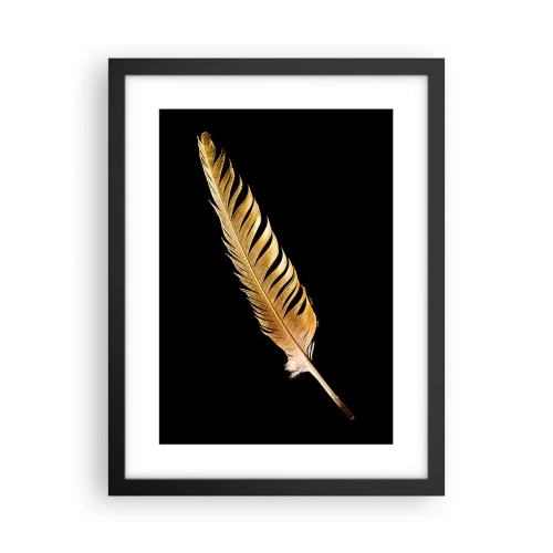 Poster în ramă neagră - Pană aurie perfectă - 30x40 cm
