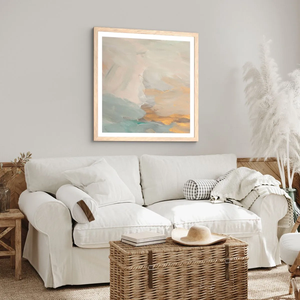 Poster în ramă de stejar deschis - Abstracție - lumea blândeții - 60x60 cm