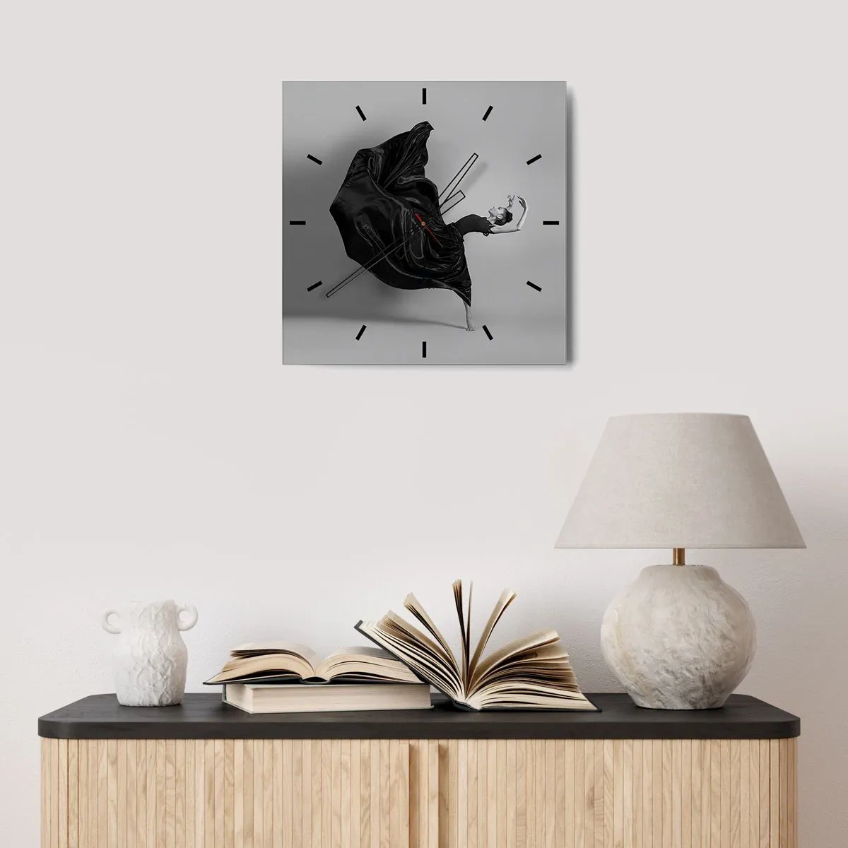 Ceas de perete - Ceas pe sticlă - Înaripată de muzică - 30x30 cm